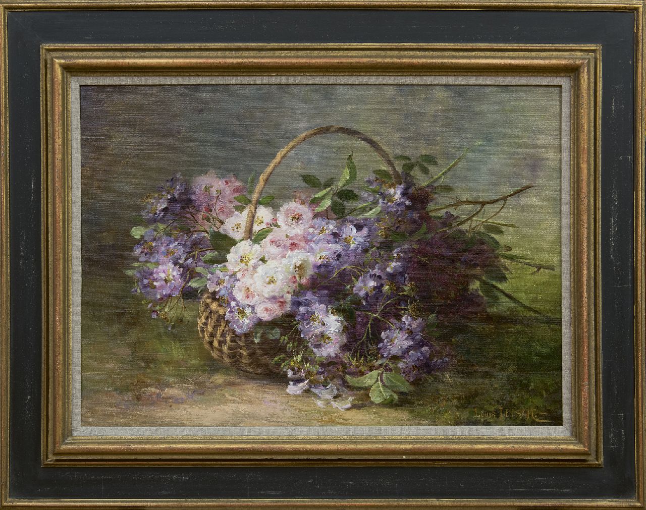 Letsch L.A.  | Ludwig Andreas 'Louis' Letsch, Trosrozen in een mand, olieverf op doek 46,5 x 66,3 cm, gesigneerd rechtsonder