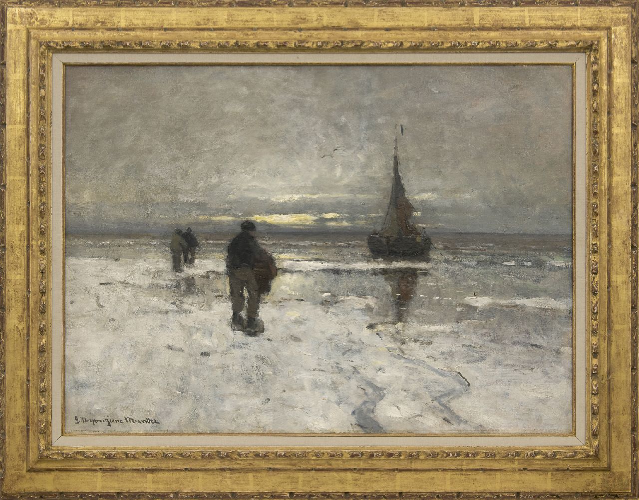 Munthe G.A.L.  | Gerhard Arij Ludwig 'Morgenstjerne' Munthe | Schilderijen te koop aangeboden | Het strand bij winter, olieverf op doek 54,0 x 75,1 cm, gesigneerd linksonder