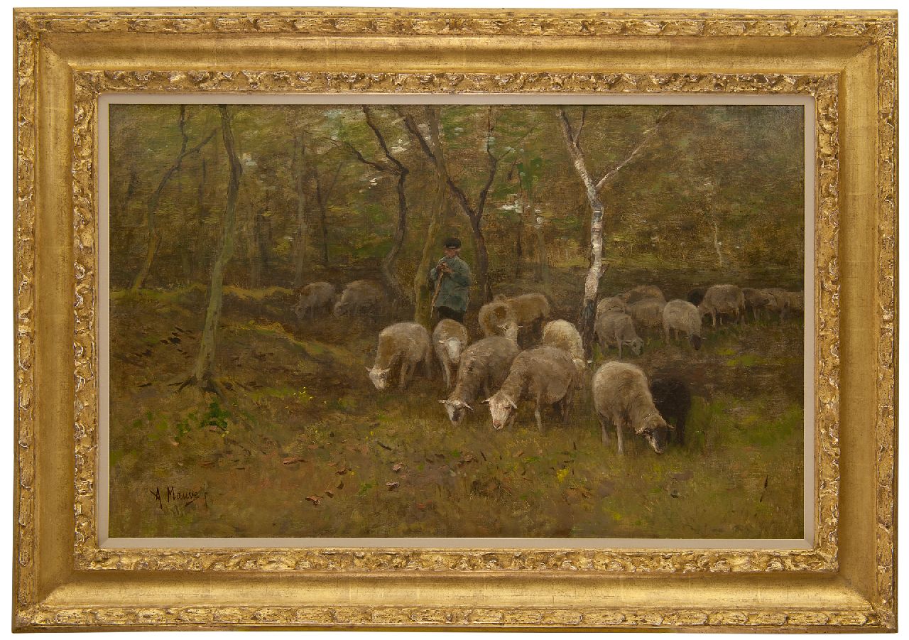 Mauve A.  | Anthonij 'Anton' Mauve | Schilderijen te koop aangeboden | Onder de bomen, olieverf op doek 51,6 x 81,2 cm, gesigneerd linksonder