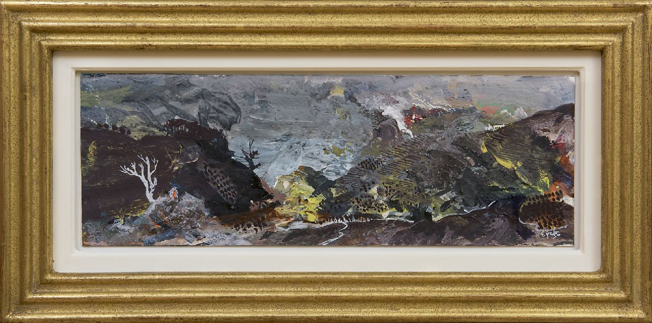 Eyck Ch.H.  | 'Charles' Hubert Eyck | Aquarellen en tekeningen te koop aangeboden | Heuvellandschap, gouache op papier 12,7 x 35,6 cm, gesigneerd rechtsonder