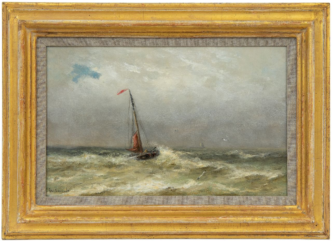 Laan G. van der | Gerard van der Laan, Visser onder de kust, olieverf op paneel 20,1 x 32,5 cm, gesigneerd linksonder