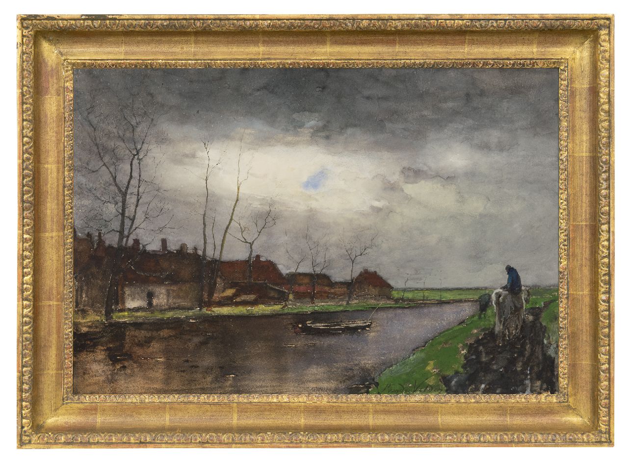 Velden P. van der | Petrus van der Velden, Langs het jaagpad, aquarel op papier 36,3 x 53,2 cm, gesigneerd rechtsonder