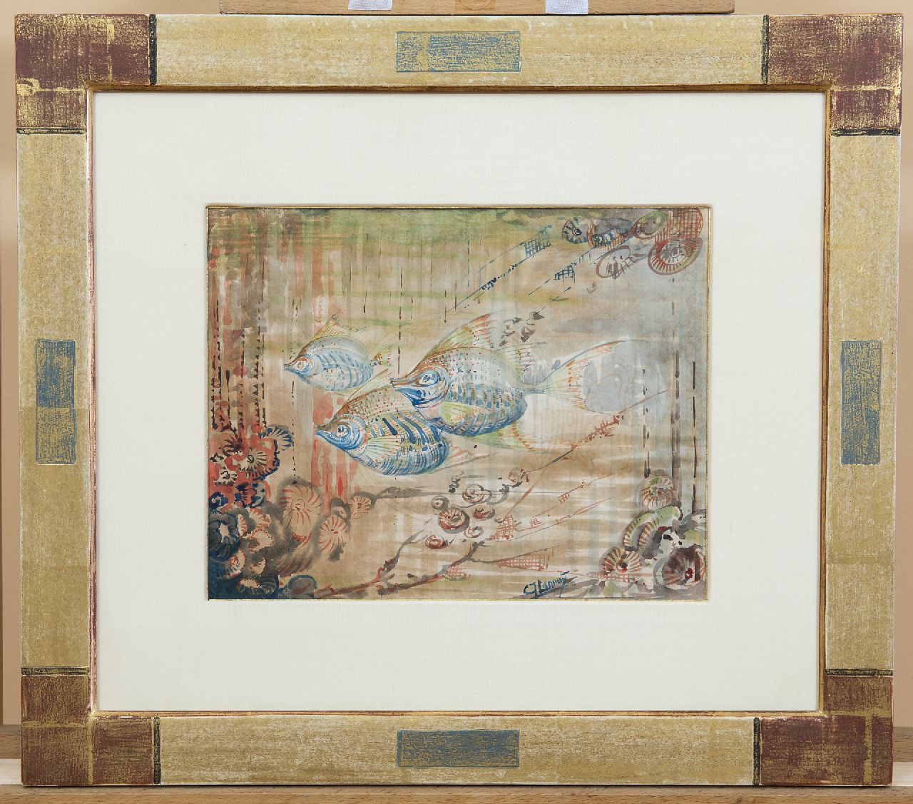 Lanooy C.J.  | Christiaan Johannes 'Chris' Lanooy, Drie vissen, aquarel op papier 19,9 x 25,1 cm, gesigneerd rechts van het midden.