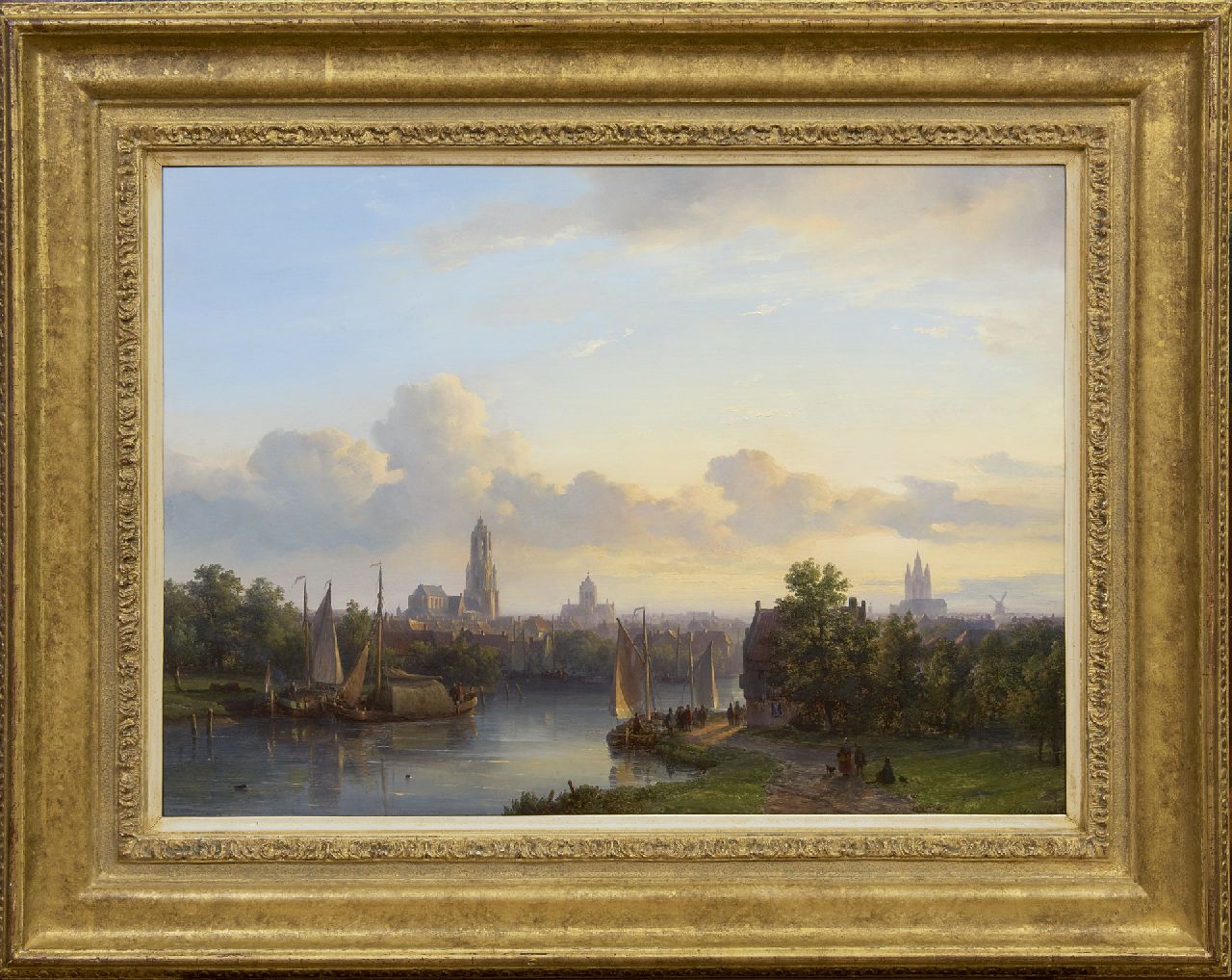 Kleijn L.J.  | Lodewijk Johannes Kleijn, Panoramisch gezicht op Delft, olieverf op paneel 43,5 x 60,7 cm, gesigneerd rechtsonder