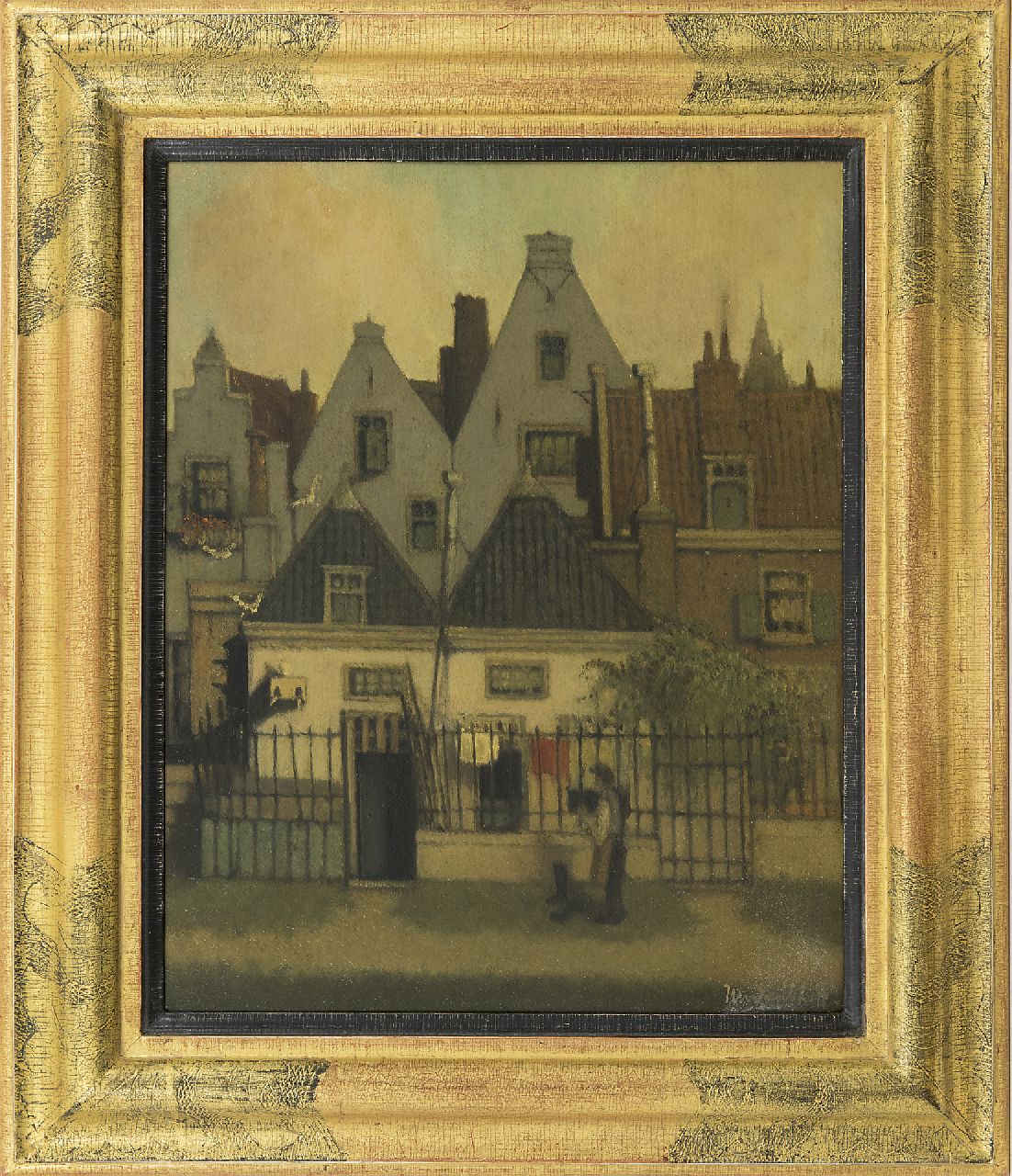 Daalhoff H.A. van | Hermanus Antonius 'Henri' van Daalhoff | Schilderijen te koop aangeboden | Stadsgezicht, olieverf op paneel 40,3 x 32,1 cm, gesigneerd rechtsonder