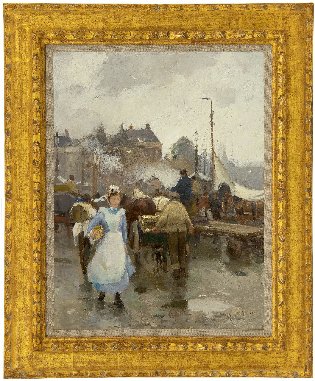Voorden A.W. van | August Willem van Voorden, Rotterdams dienstmeisje, olieverf op doek 47,0 x 35,9 cm, gesigneerd rechtsonder