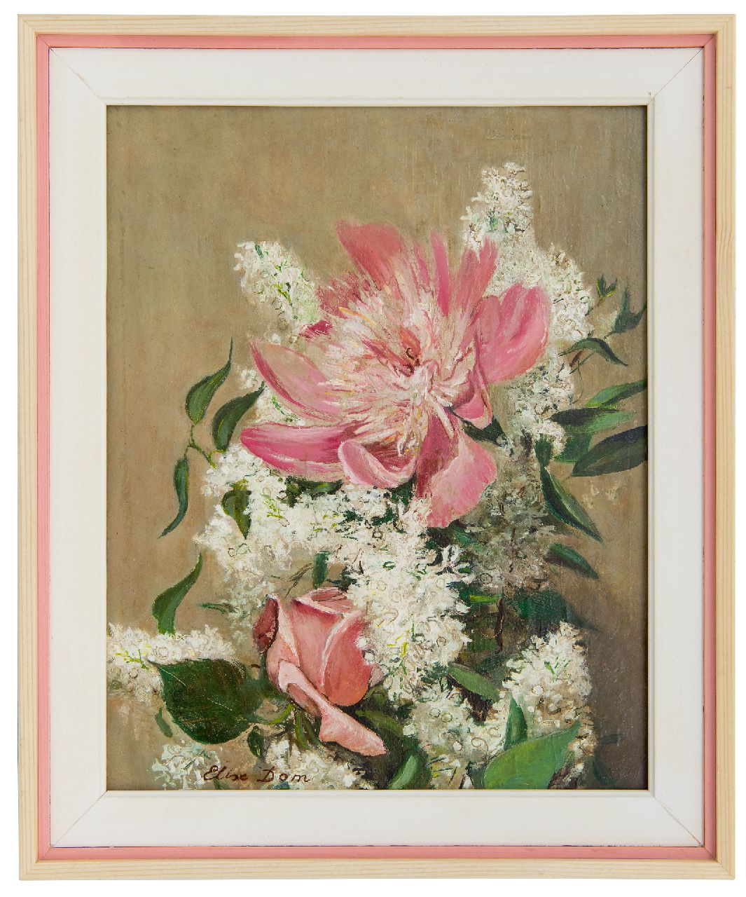 Dom E.L.  | 'Elise' Louise Dom | Schilderijen te koop aangeboden | Bloemstilleven, olieverf op paneel 21,0 x 28,0 cm