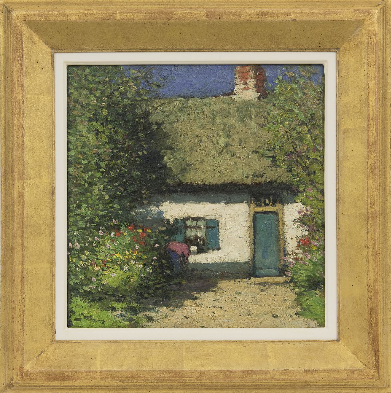 Kuijpers C.  | Cornelis Kuijpers, Bij de boerderij, olieverf op doek op paneel 25,7 x 24,8 cm