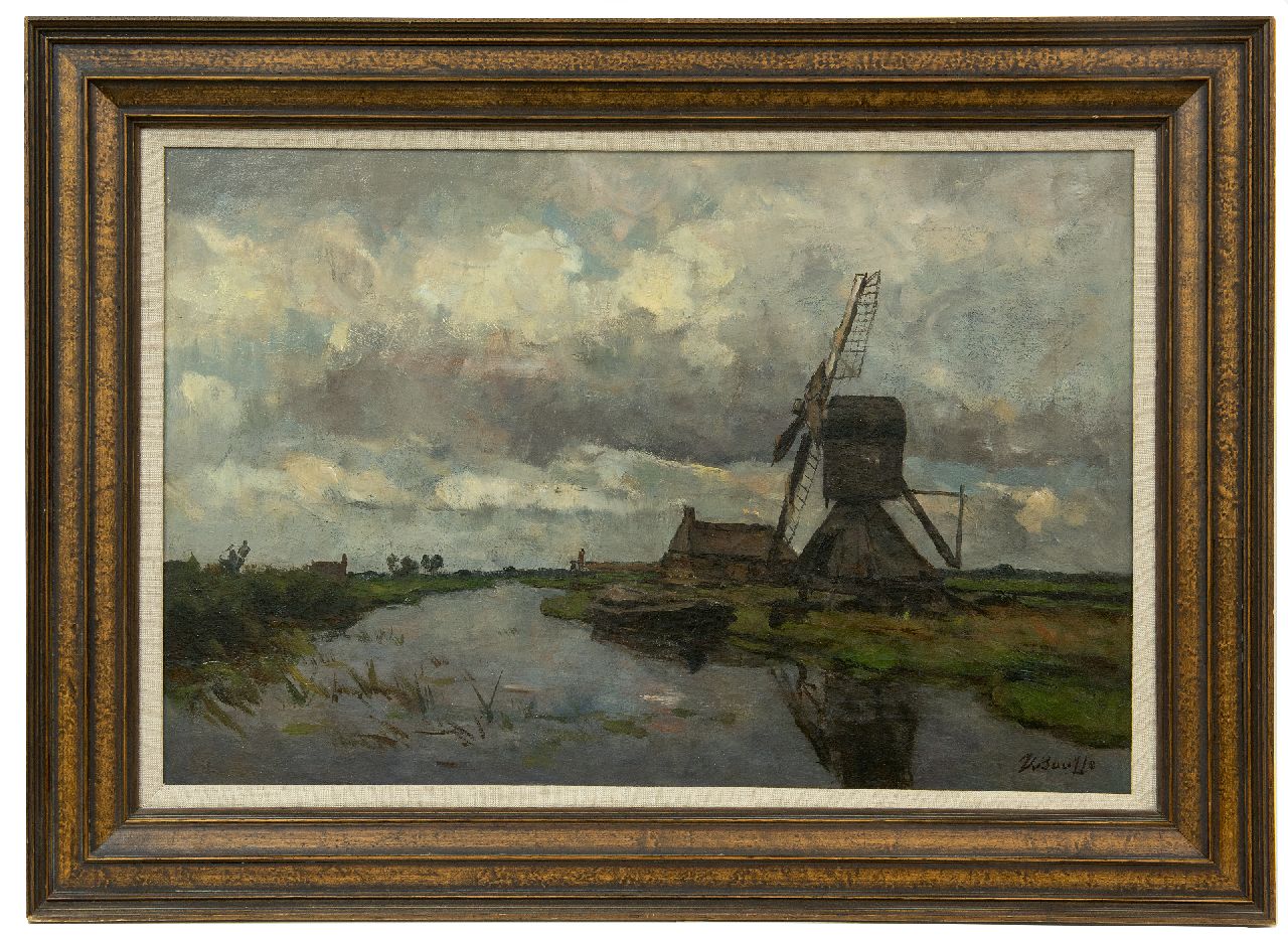 Bauffe V.  | Victor Bauffe | Schilderijen te koop aangeboden | Molen aan een poldervaart, olieverf op doek 41,8 x 61,9 cm, gesigneerd rechtsonder