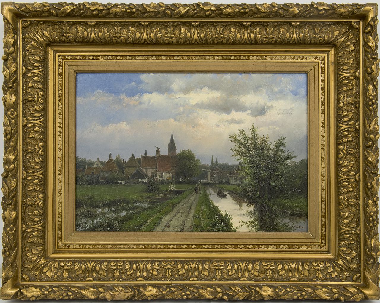 Koekkoek W.  | Willem Koekkoek | Schilderijen te koop aangeboden | Landschap met dorp op de achtergrond, olieverf op doek 40,8 x 58,5 cm, gesigneerd rechtsonder
