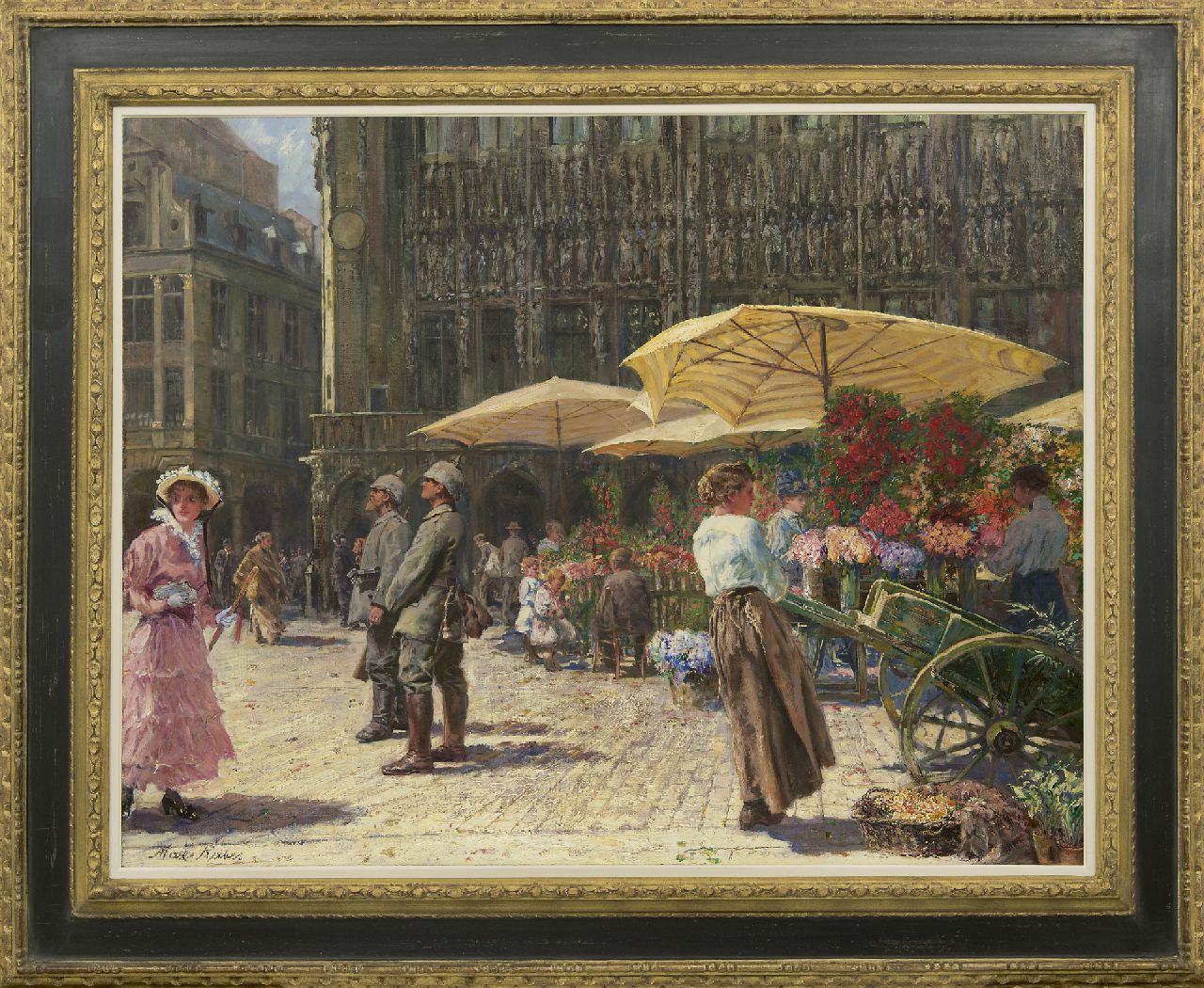 Rabes M.F.F.  | 'Max' Friedrich Ferdinand Rabes, Bloemenmarkt in Brussel, olieverf op doek 80,2 x 100,2 cm, gesigneerd linksonder