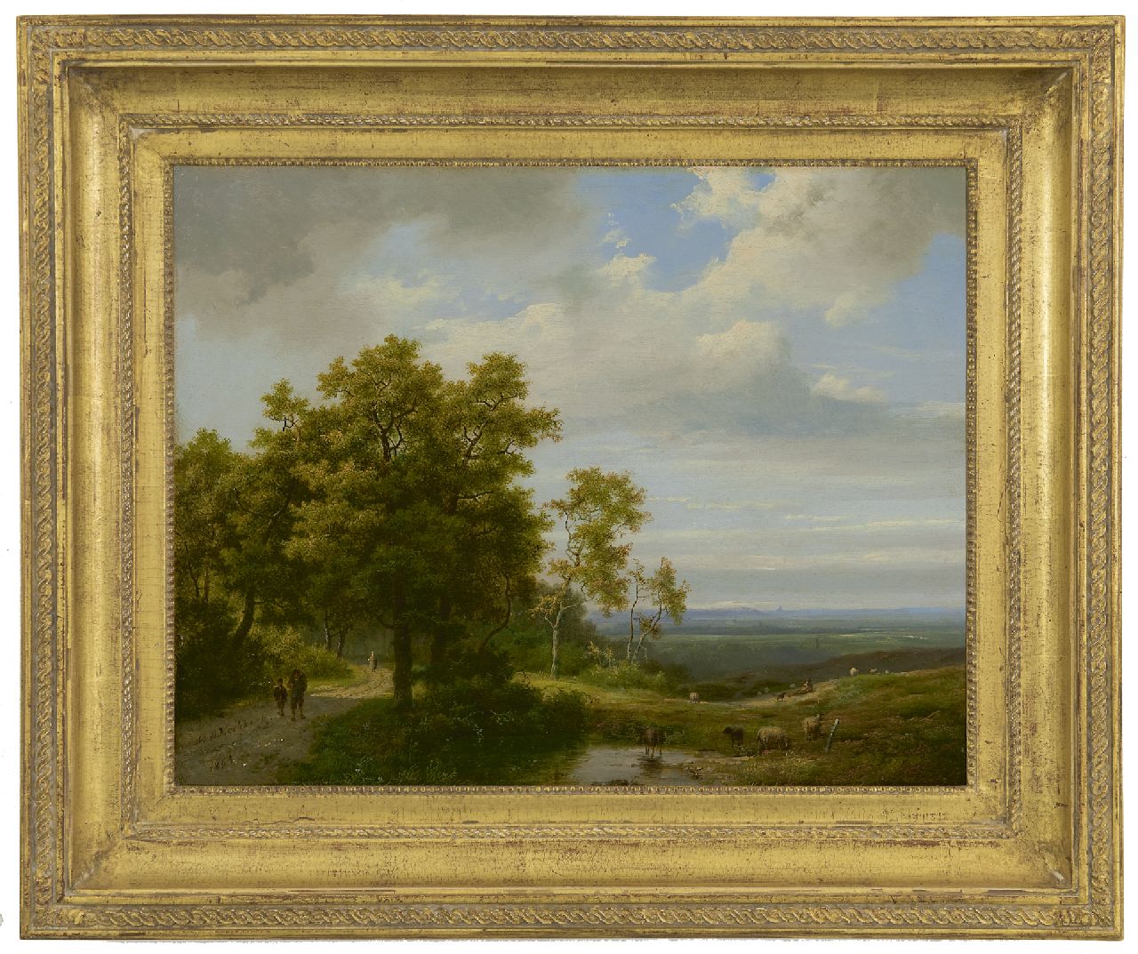 Koekkoek I M.A.  | Marinus Adrianus Koekkoek I | Schilderijen te koop aangeboden | Boomrijk landschap, olieverf op doek 34,8 x 44,4 cm, gesigneerd linksonder en gedateerd 1864