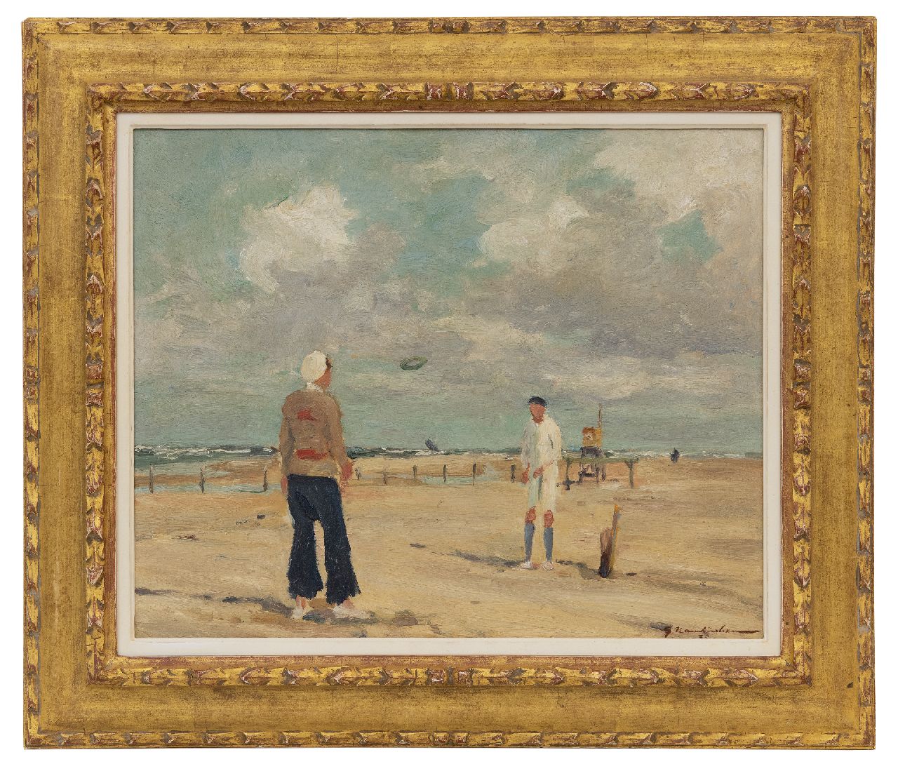 Hambüchen G.  | Georg Hambüchen | Schilderijen te koop aangeboden | Ringgooien op het strand, olieverf op board 37,7 x 46,3 cm, gesigneerd rechtsonder en gedateerd '35