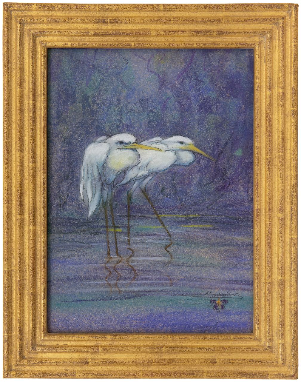 Klein Sprokkelhorst A.  | Albert Klein Sprokkelhorst, Reigers, pastel op papier 36,5 x 27,0 cm, gesigneerd rechtsonder