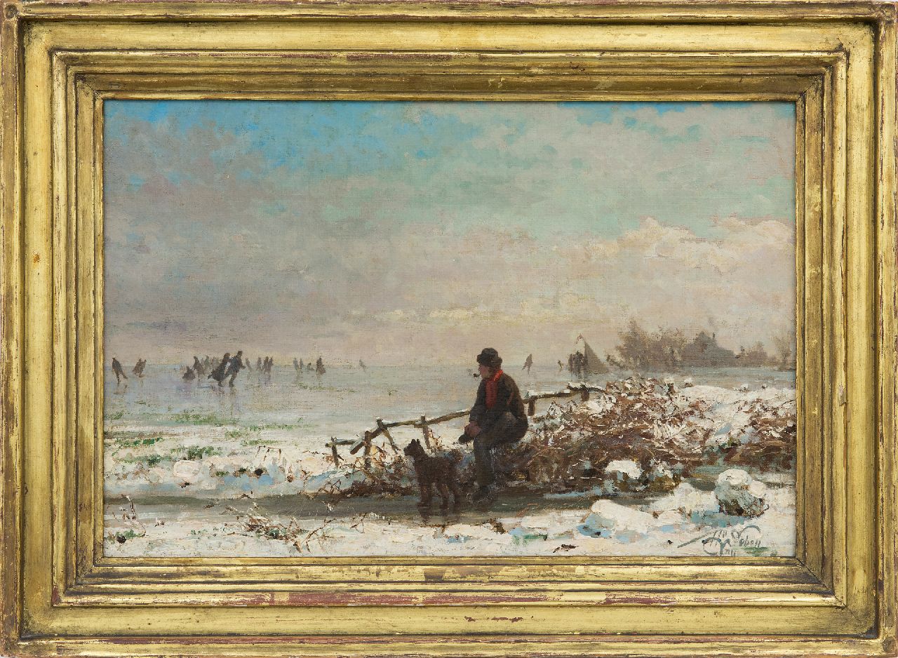 Seben H. van | Henri van Seben, Schaatspret op een winterse dag, olieverf op doek 32,0 x 47,2 cm, gesigneerd rechtsonder