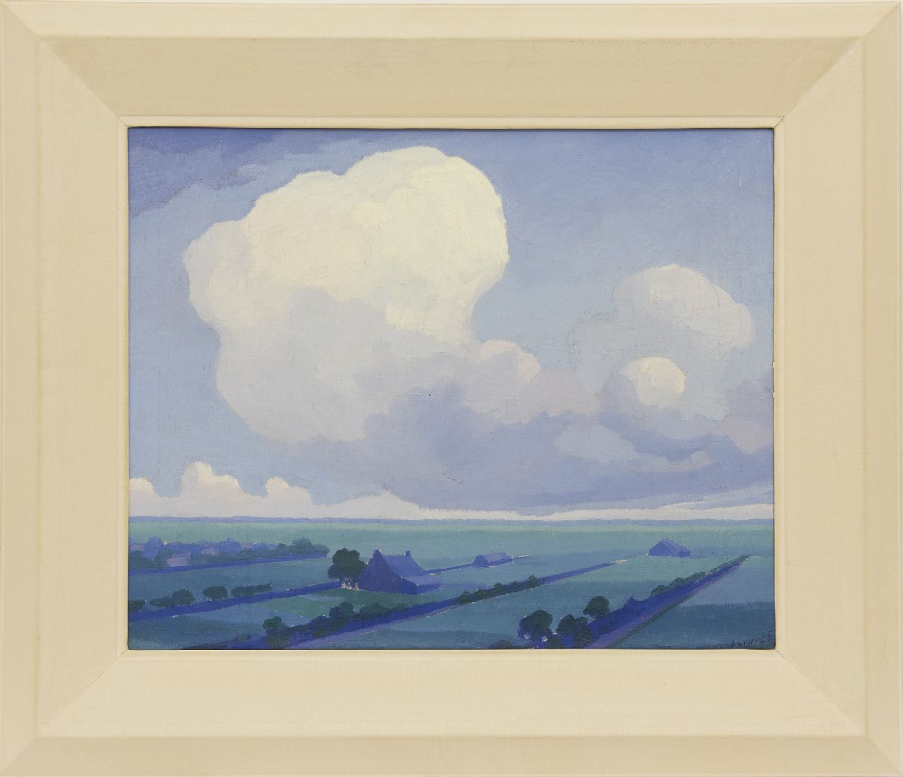 Smorenberg D.  | Dirk Smorenberg, De blauwe boerderij, olieverf op doek 43,7 x 53,5 cm, gesigneerd rechtsonder en 1915-1918