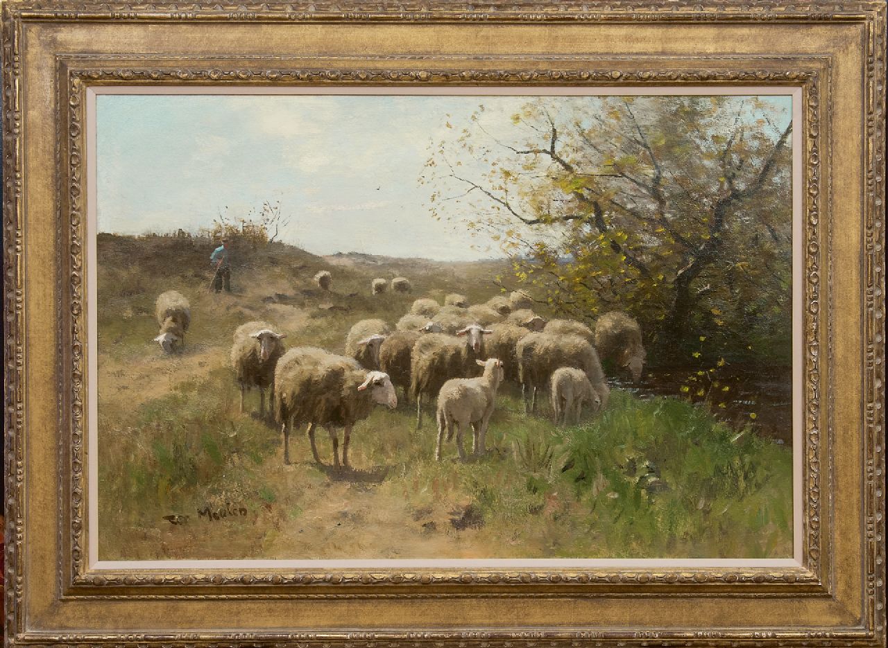 Meulen F.P. ter | François Pieter ter Meulen, Herder met schaapskudde, olieverf op doek 63,9 x 94,6 cm, gesigneerd linksonder