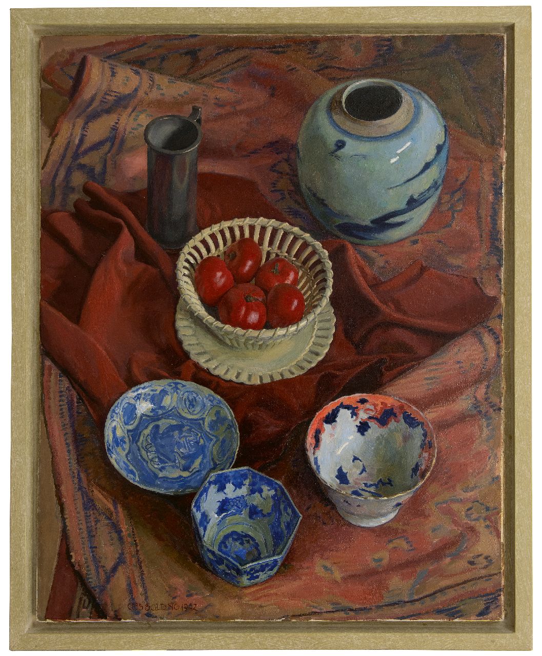 Bolding C.  | Cornelis 'Cees' Bolding | Schilderijen te koop aangeboden | Stilleven van vazen en schalen, olieverf op doek 105,5 x 85,4 cm, gesigneerd linksonder en gedateerd 1942