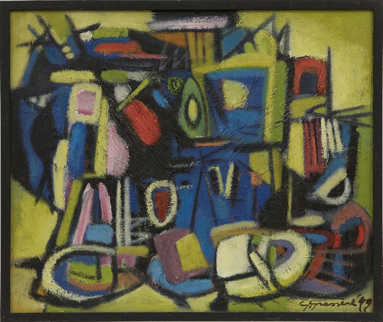 Grassère G.  | Gérard Grassère, Mechanische compositie, olieverf op doek 50,2 x 60,3 cm, gesigneerd rechtsonder en gedateerd '49