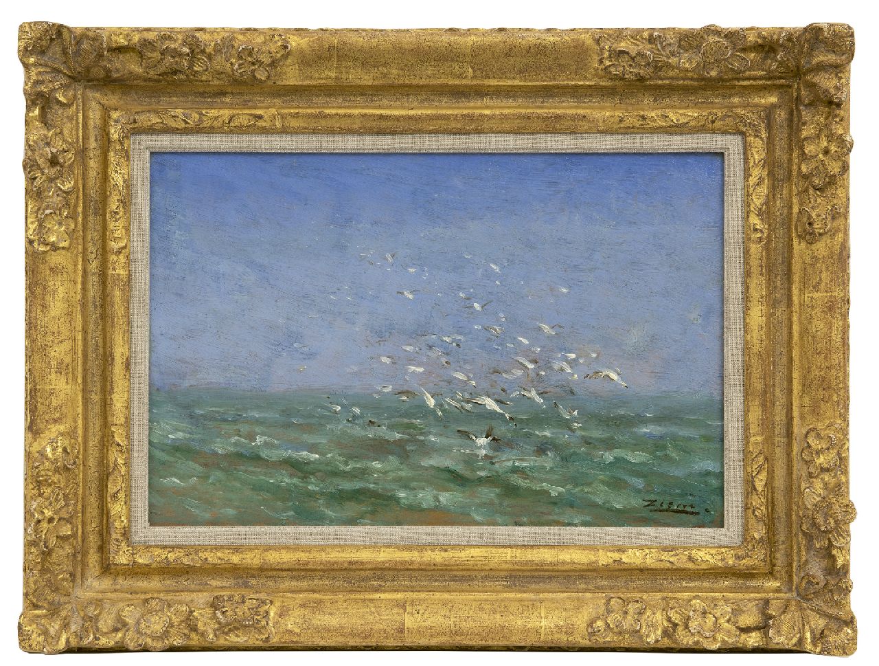 Ziem F.F.G.P.  | 'Félix' François Georges Philibert Ziem, Les mouettes, olieverf op paneel 22,1 x 33,5 cm, gesigneerd rechtsonder