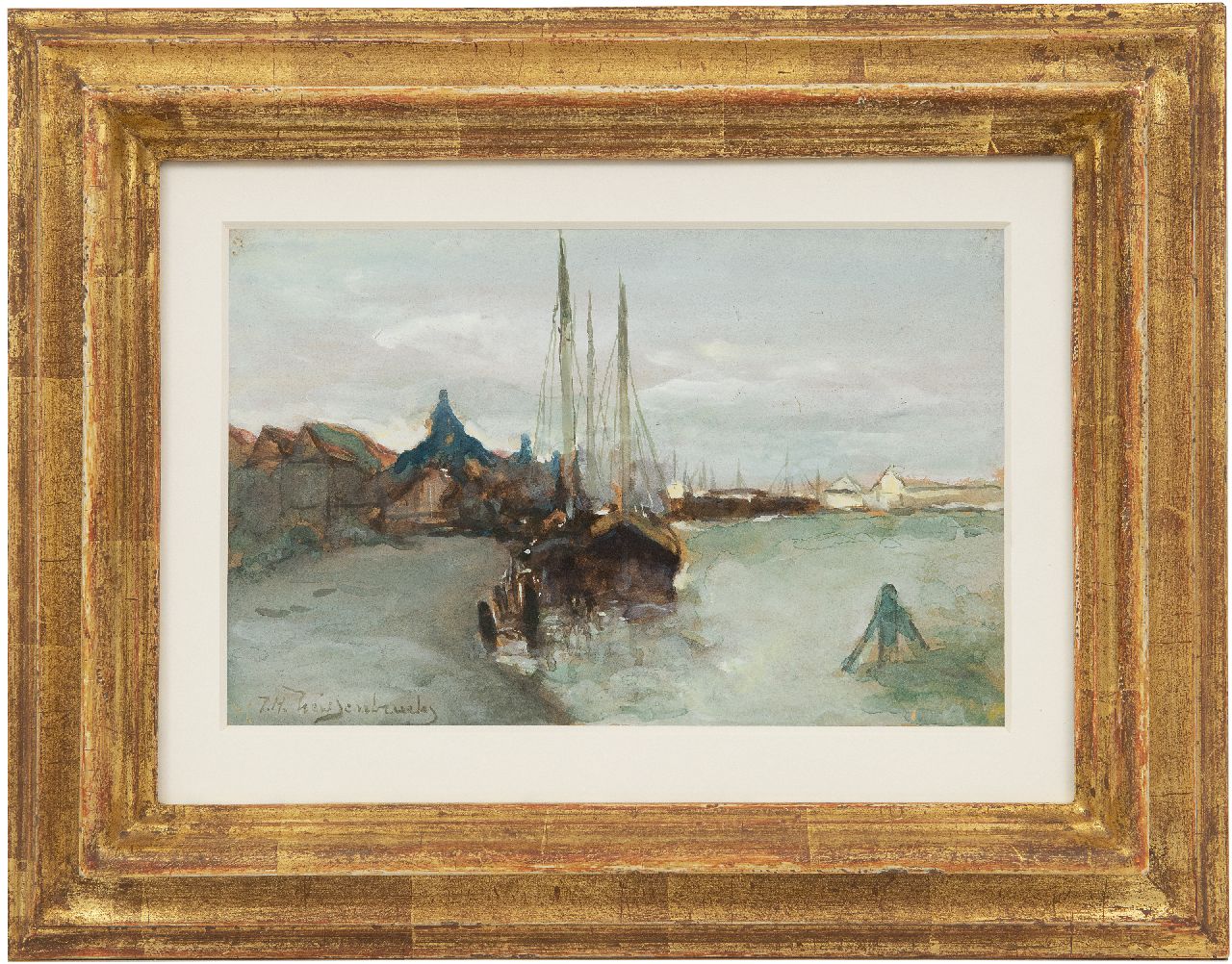 Weissenbruch H.J.  | Hendrik Johannes 'J.H.' Weissenbruch, De haven van Zaandam, aquarel op papier 14,5 x 22,5 cm, gesigneerd linksonder