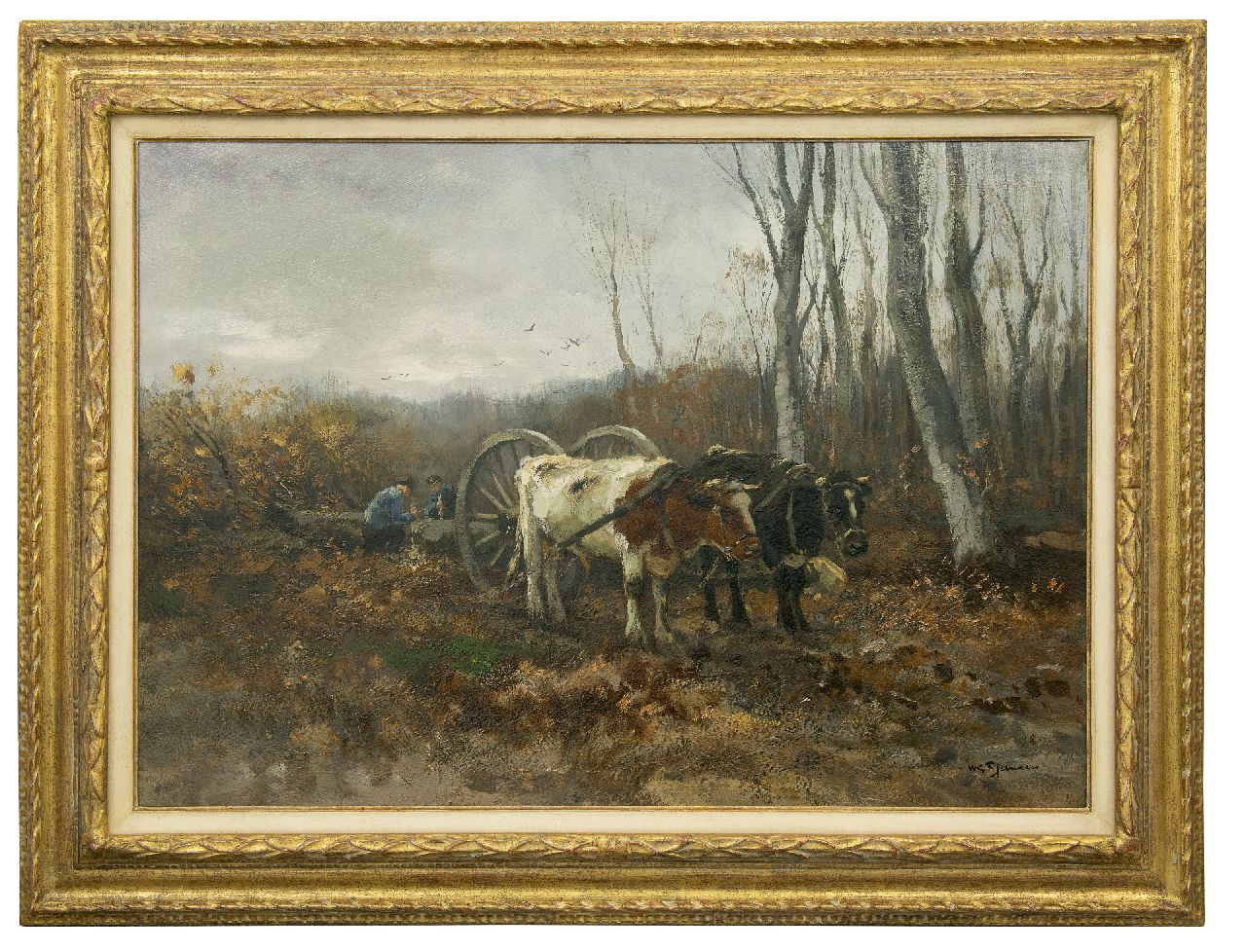 Jansen W.G.F.  | 'Willem' George Frederik Jansen, Ossen voor een mallejan, olieverf op doek 71,2 x 101,2 cm, gesigneerd rechtsonder