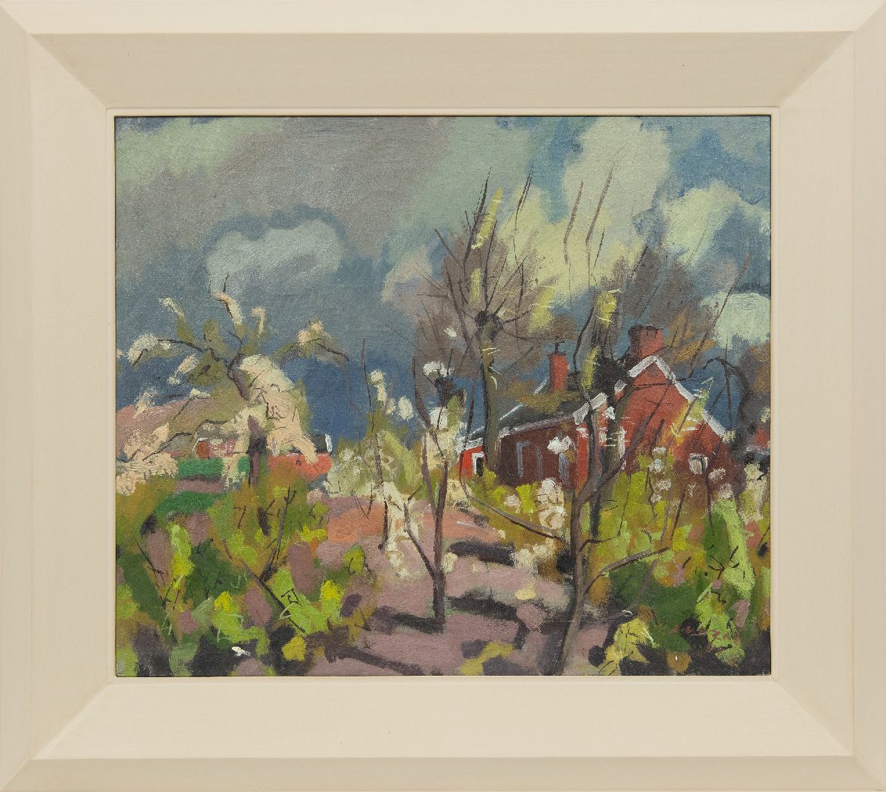 Zee J. van der | Jan van der Zee, Voorjaarslandschap, Groningen, olieverf op doek 60,0 x 70,2 cm, gesigneerd rechtsonder en gedateerd '44 Zee J. van der | Jan van der Zee, Voorjaarslandschap, Groningen, olieverf op doek 60,0 x 70,2 cm, gesigneerd rechtsonder en gedateerd '44