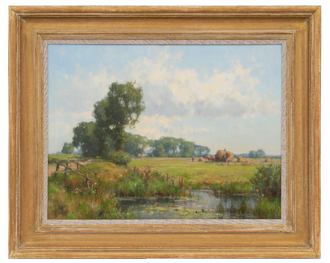 Holtrup J.  | Jan Holtrup | Schilderijen te koop aangeboden | Hooioogst in de Gelderse Waard, olieverf op doek 45,0 x 60,1 cm, gesigneerd linksonder
