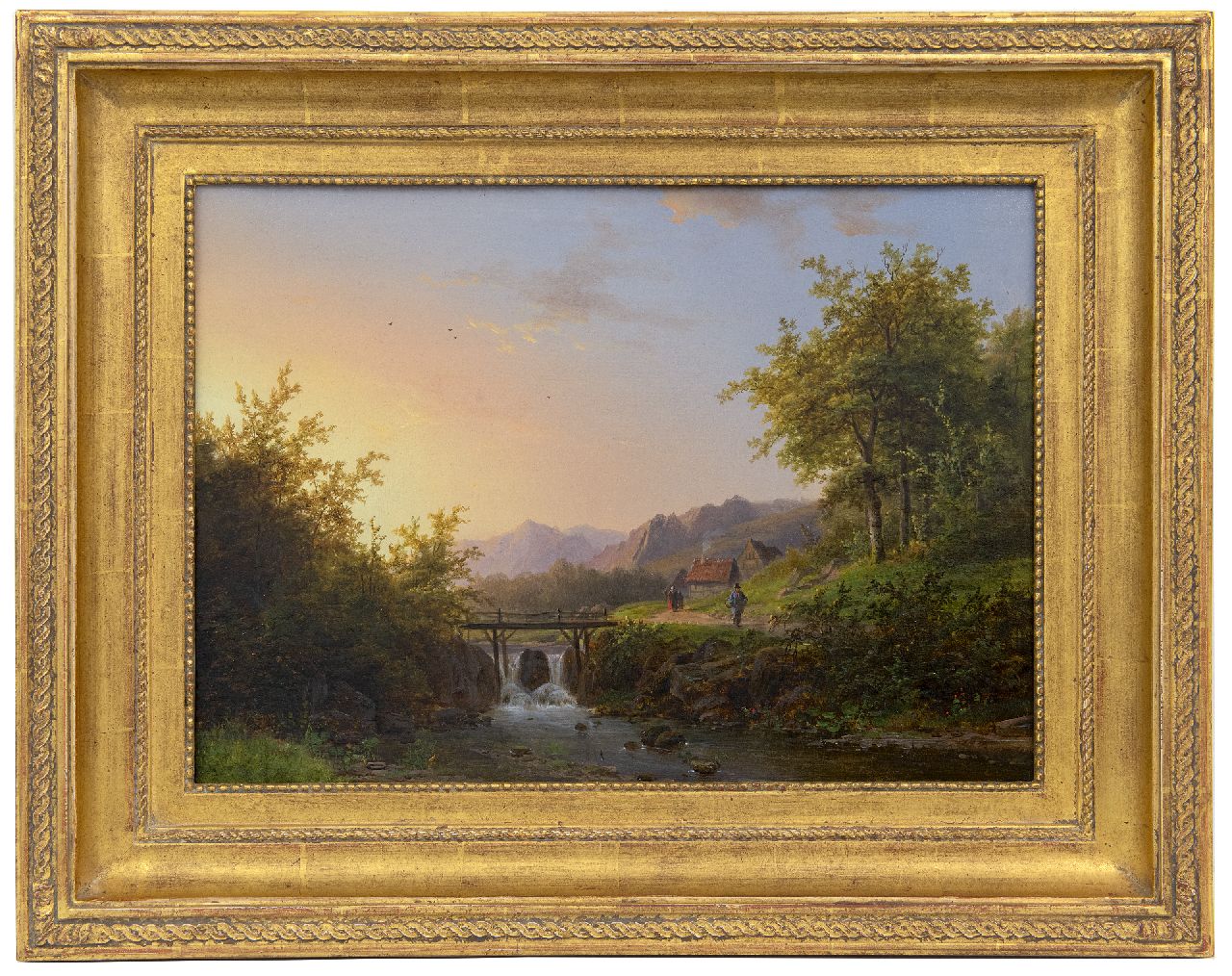 Klombeck J.B.  | Johann Bernard Klombeck | Schilderijen te koop aangeboden | Zomers beeklandschap met waterval, olieverf op paneel 29,7 x 41,1 cm, gesigneerd rechtsonder en gedateerd 1847