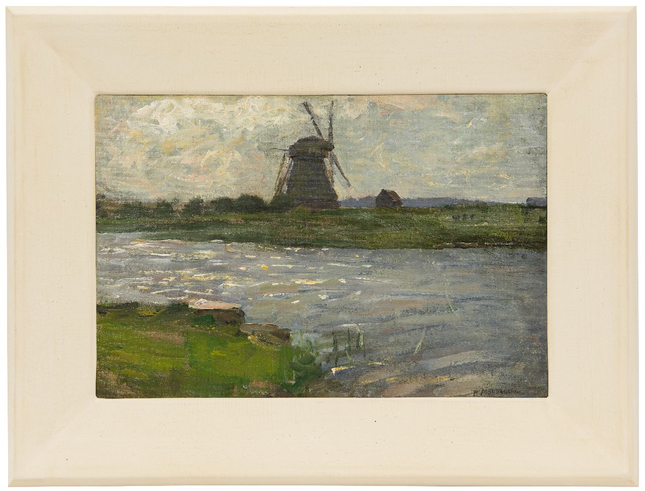 Mondriaan P.C.  | Pieter Cornelis 'Piet' Mondriaan, De Oostzijdse Molen aan het Gein, gezien vanaf boerderij Landzicht, olieverf op doek 27,5 x 40,5 cm, gesigneerd rechtsonder en te dateren ca. 1902-1903