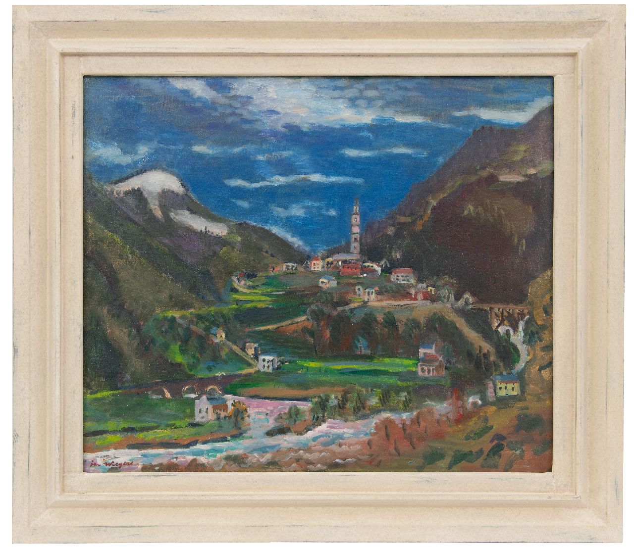 Wiegers J.  | Jan Wiegers | Schilderijen te koop aangeboden | Gezicht op Intragna, Ticino, Zwitserland, olieverf op doek 61,5 x 73,4 cm, gesigneerd linksonder en te dateren ca. 1947