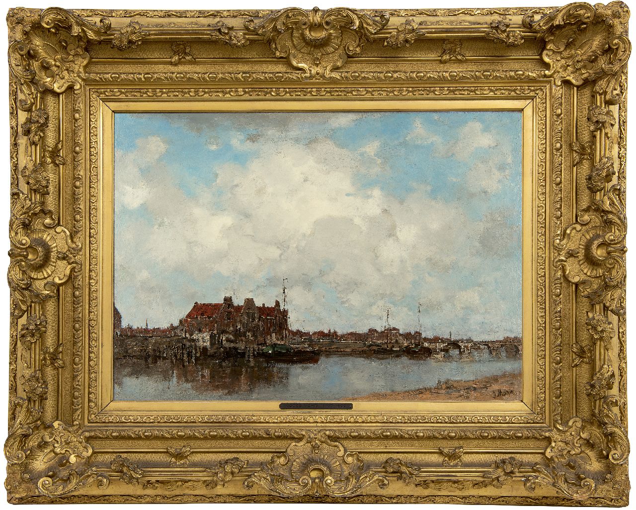 Maris J.H.  | Jacobus Hendricus 'Jacob' Maris, Aan het kanaal, olieverf op doek 45,4 x 63,2 cm, gesigneerd rechtsonder
