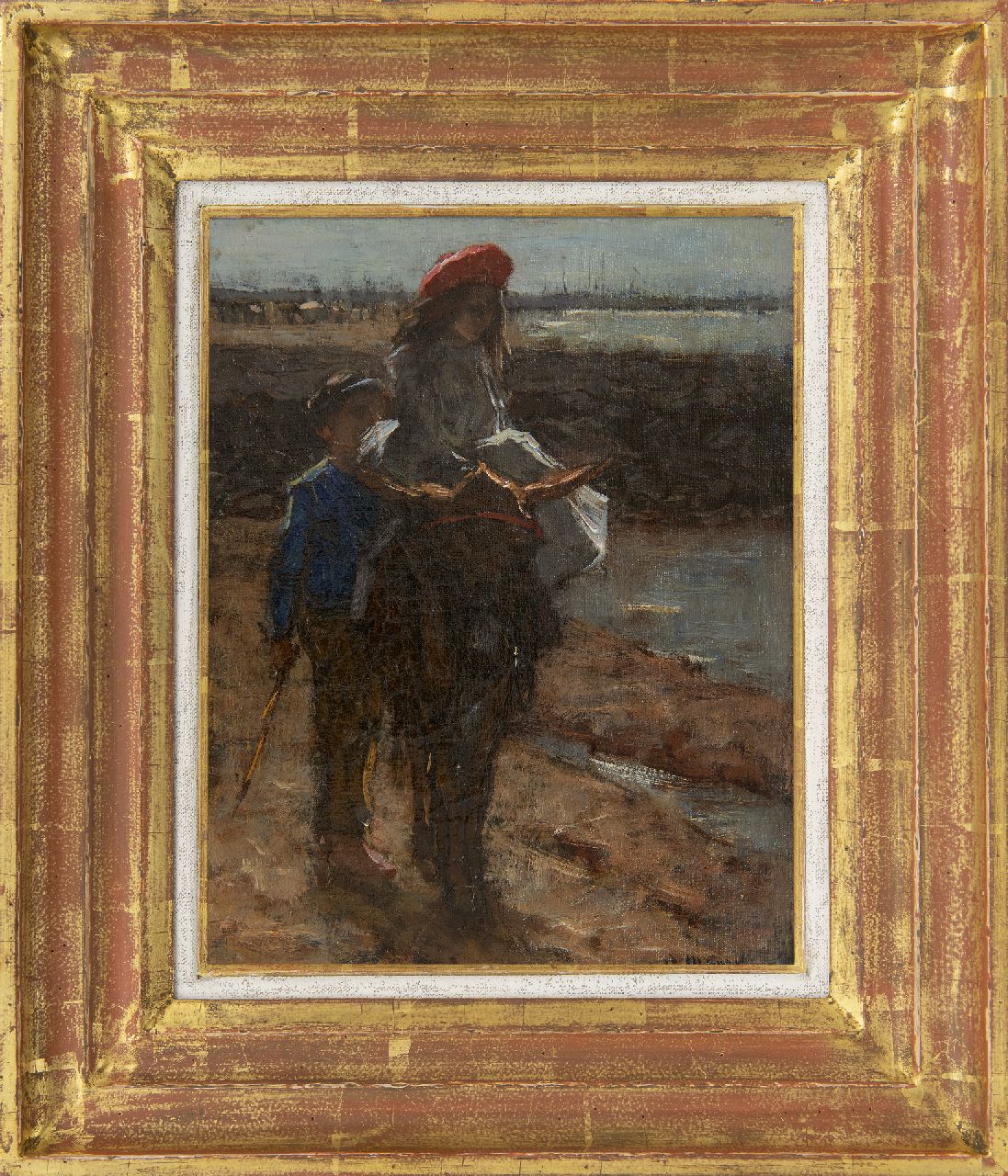 Maarel M. van der | Marinus van der Maarel, Aan het strand, olieverf op doek 24,5 x 19,2 cm, gesigneerd rechtsonder