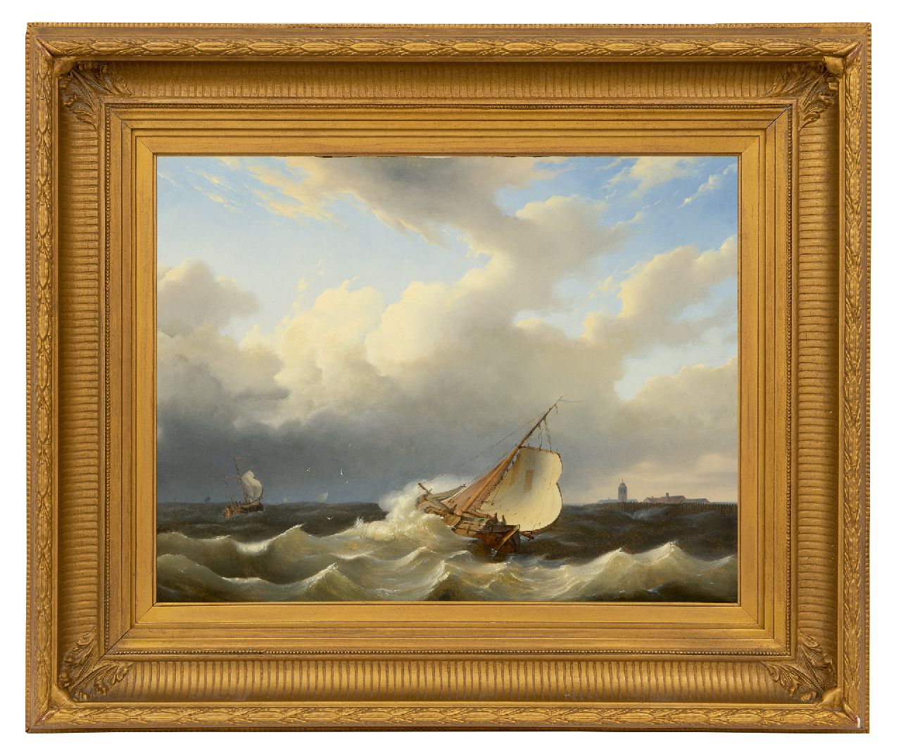 Kleyn H.  | H. Kleyn | Schilderijen te koop aangeboden | Schepen op woelige zee, olieverf op paneel 40,1 x 52,2 cm, gesigneerd linksonder