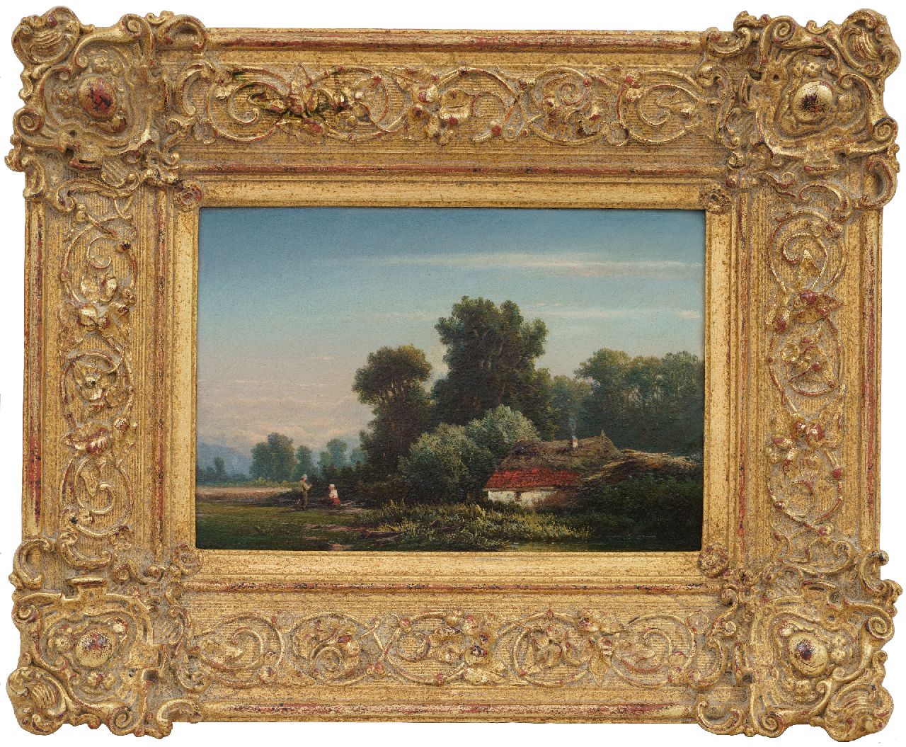 Heijl M.  | Marinus Heijl | Schilderijen te koop aangeboden | Landvolk bij de bosrand, olieverf op paneel 21,3 x 30,8 cm, gesigneerd linksonder met initialen