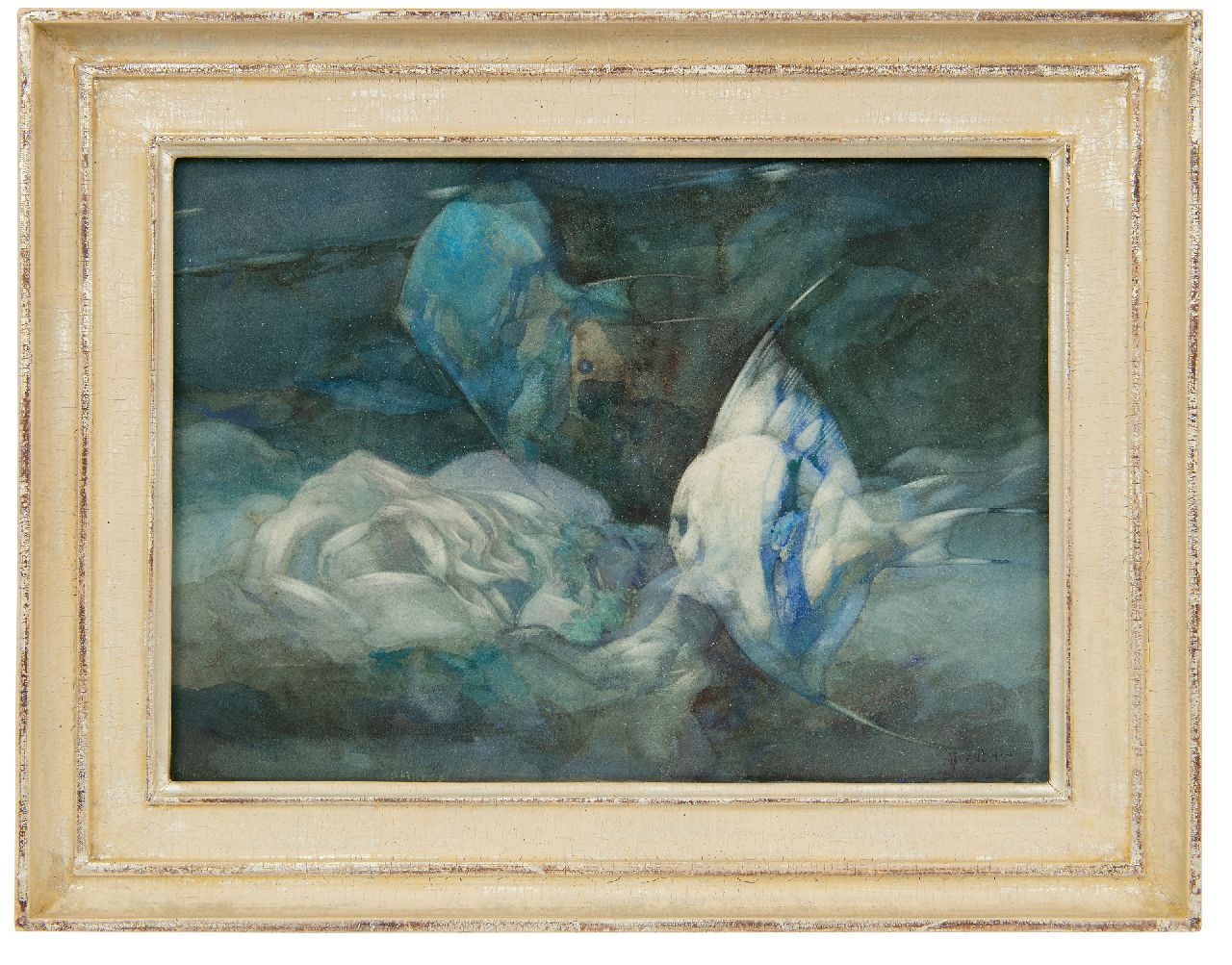 Hoff A.J. van 't | Adrianus Johannes 'Adriaan' van 't Hoff | Aquarellen en tekeningen te koop aangeboden | Maanvissen, aquarel op papier op board 24,9 x 34,4 cm, gesigneerd rechtsonder