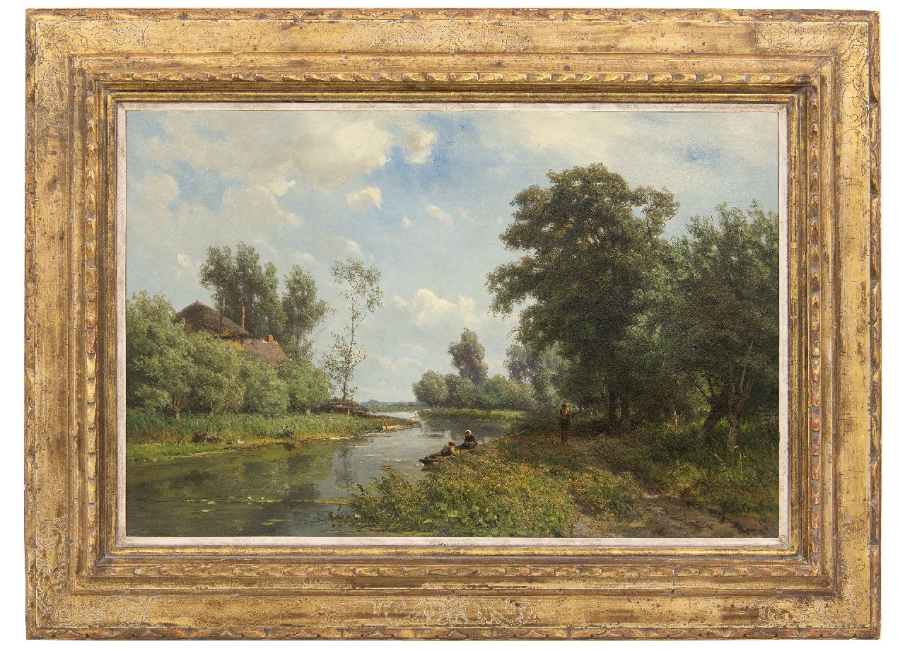 Borselen J.W. van | Jan Willem van Borselen | Schilderijen te koop aangeboden | Gezicht op riviertje De Vlist, olieverf op doek 45,5 x 70,5 cm, gesigneerd rechtsonder