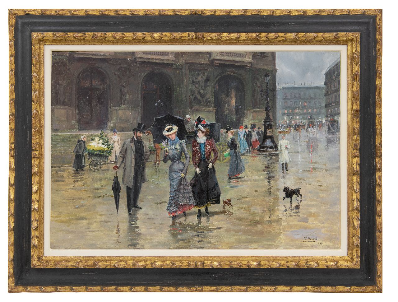 Pallarés y Allustante J.  | Joaquín Pallarés y Allustante | Schilderijen te koop aangeboden | De Place de l'Opéra in Parijs, olieverf op paneel 37,6 x 55,1 cm, gesigneerd rechtsonder en gedateerd 1899