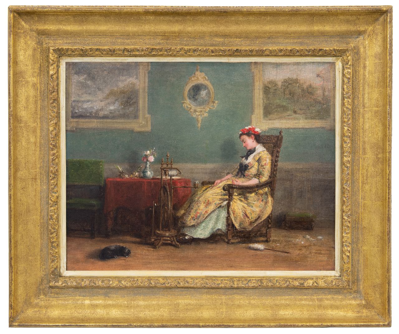 Bles D.J.  | David Joseph Bles | Schilderijen te koop aangeboden | Le Repos, olieverf op doek 35,6 x 46,0 cm, gesigneerd rechtsonder (vaag) en gedateerd 1846