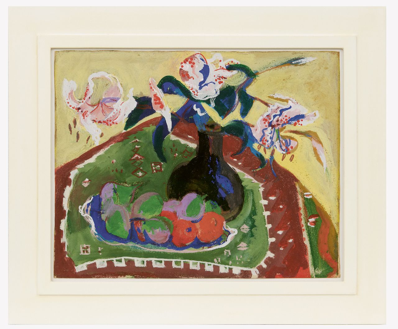 Wiegers J.  | Jan Wiegers, Stilleven met bloemen, olieverf op papier 38,1 x 47,9 cm, gesigneerd rechtsonder en gedateerd '29