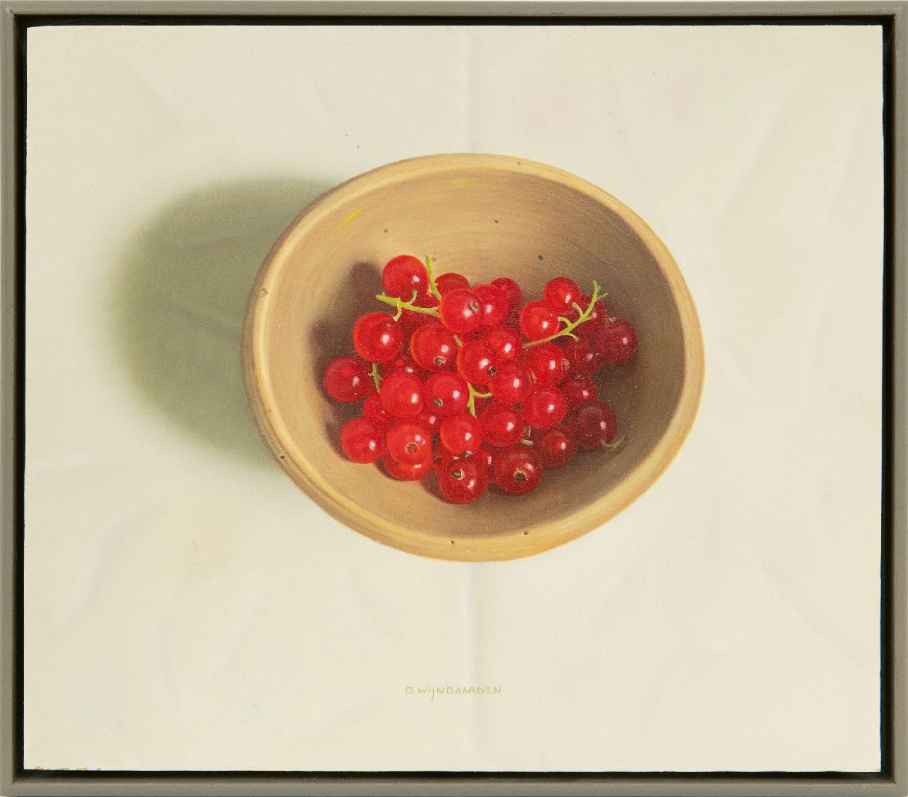 Wijngaarden G.  | Gerrit Wijngaarden, Aalbessen in een kommetje, olieverf op board 19,5 x 22,4 cm, gesigneerd middenonder