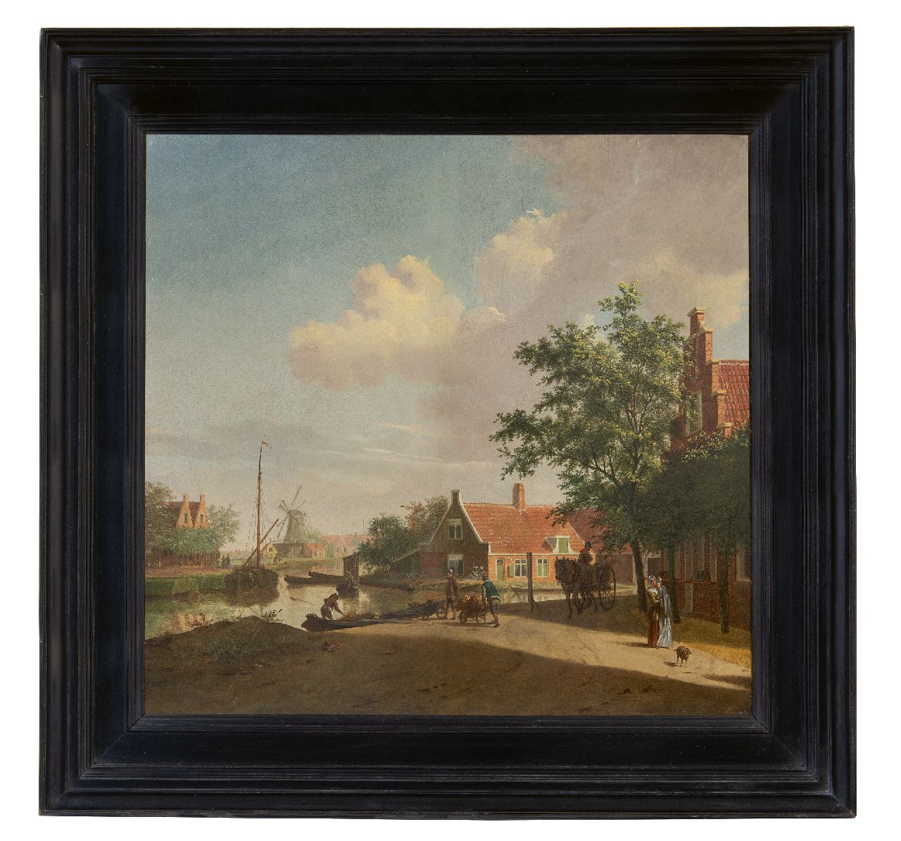 Toorenburgh G.  | Gerrit Toorenburgh | Schilderijen te koop aangeboden | Bedrijvigheid bij een Hollandse dorpsvaart, olieverf op paneel 42,6 x 44,6 cm, gesigneerd linksonder met initialen en gedateerd 1769