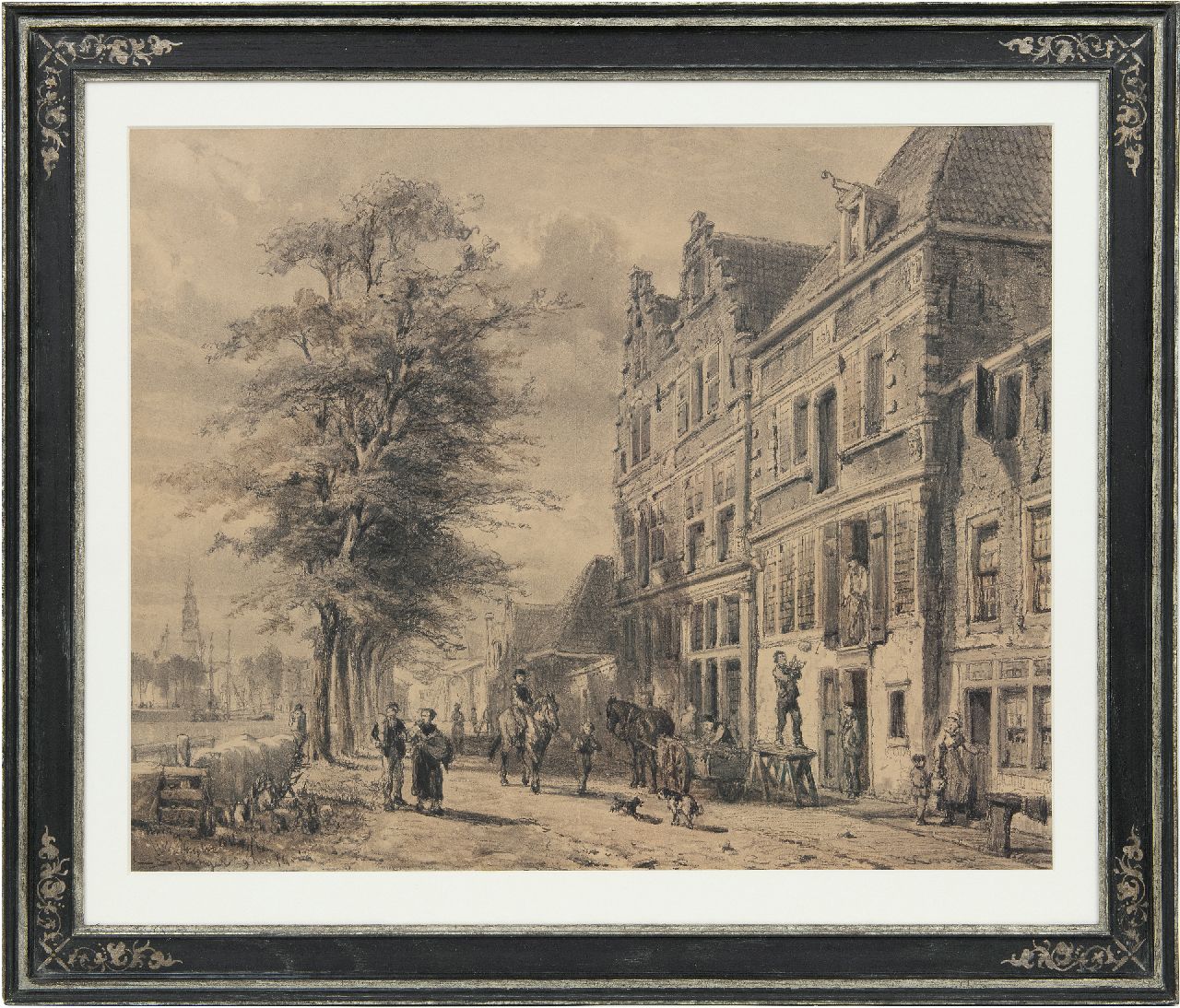 Springer C.  | Cornelis Springer, De Doelenkade te Hoorn bij zomer, houtskool op papier 51,2 x 63,5 cm, gesigneerd linksonder en gedateerd 29 nov. '74