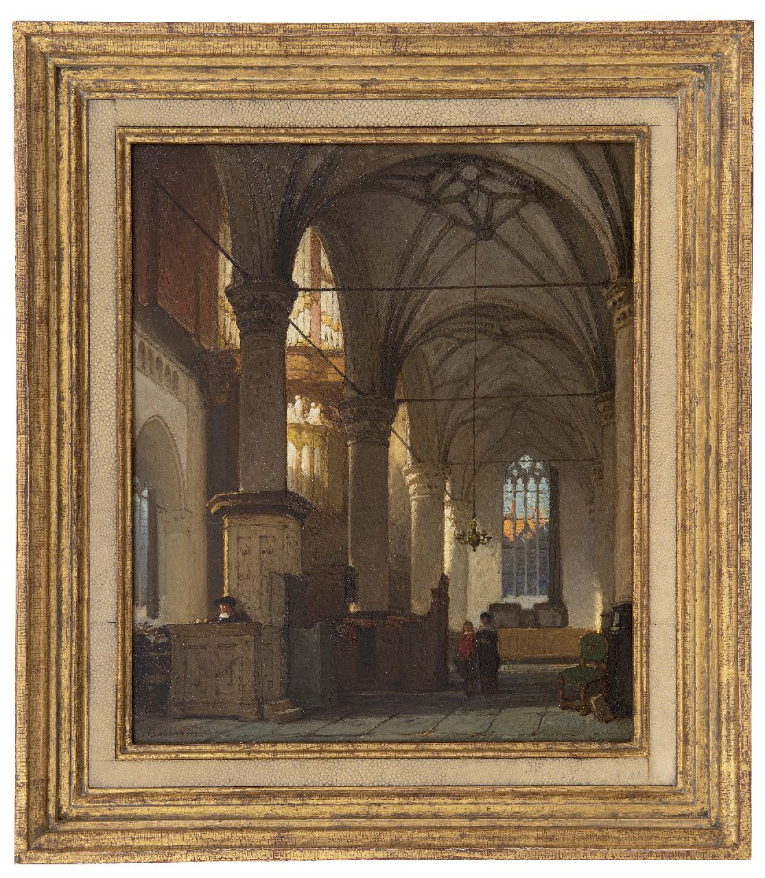 Bosboom J.  | Johannes Bosboom | Schilderijen te koop aangeboden | Interieur van de Grote of Sint-Laurenskerk in Alkmaar, olieverf op paneel 43,1 x 36,1 cm, gesigneerd linksonder