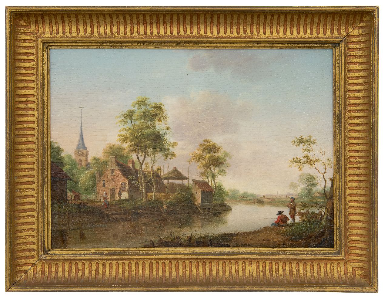 Hollandse School, 18e eeuw   | Hollandse School, 18e eeuw | Schilderijen te koop aangeboden | Hollands landschap, olieverf op paneel 32,3 x 45,8 cm