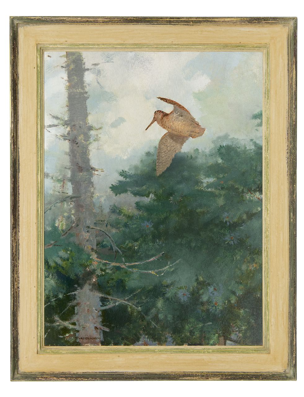 Hem P. van der | Pieter 'Piet' van der Hem, Invallende houtsnip, olieverf op board 78,5 x 59,5 cm, gesigneerd linksonder