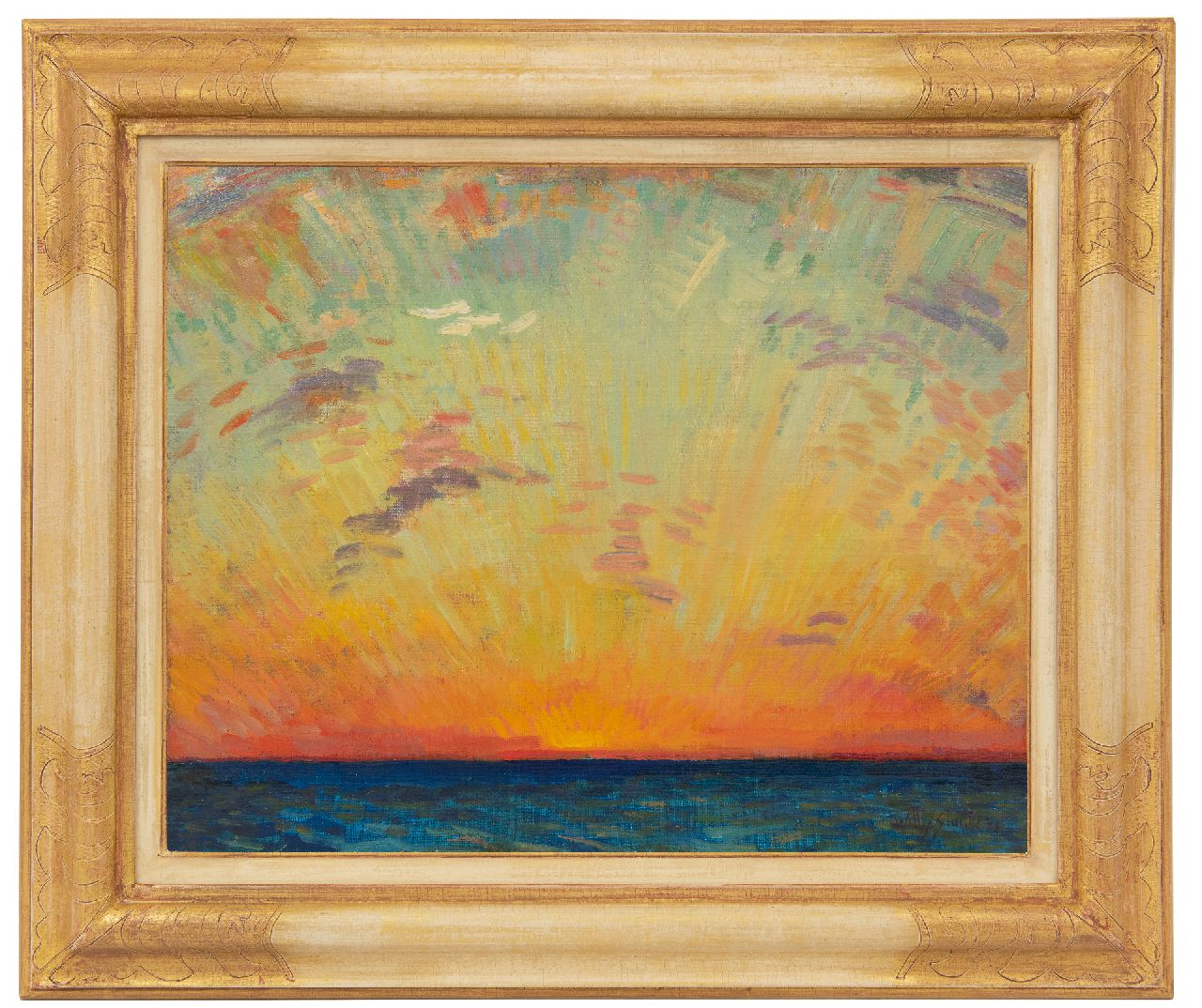 Sluiter J.W.  | Jan Willem 'Willy' Sluiter, De Indische Oceaan met ondergaande zon, olieverf op doek 40,2 x 50,2 cm, gesigneerd rechtsonder en gedateerd '23