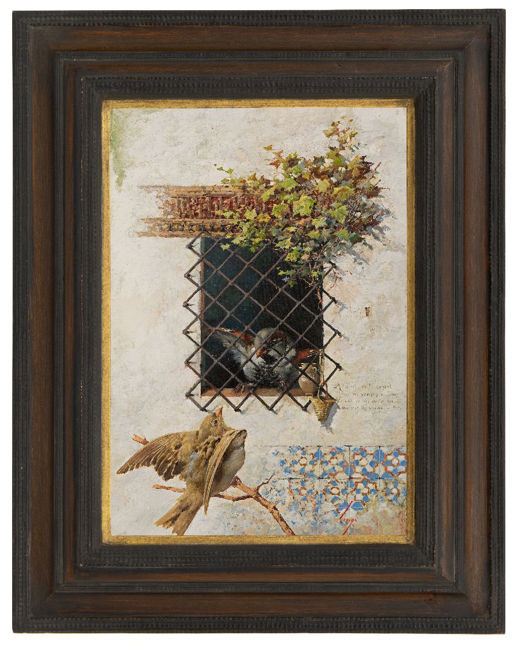 Lengo y Martinez H.  | Horacio Lengo y Martinez, Achter de tralies, olieverf op doek 41,4 x 28,3 cm, gesigneerd rechtsonder