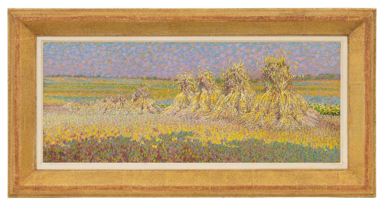 Breman A.J.  | Ahazueros Jacobus 'Co' Breman, Korenschoven bij Blaricum, olieverf op doek 22,7 x 54,3 cm, gesigneerd linksonder en gedateerd 1904