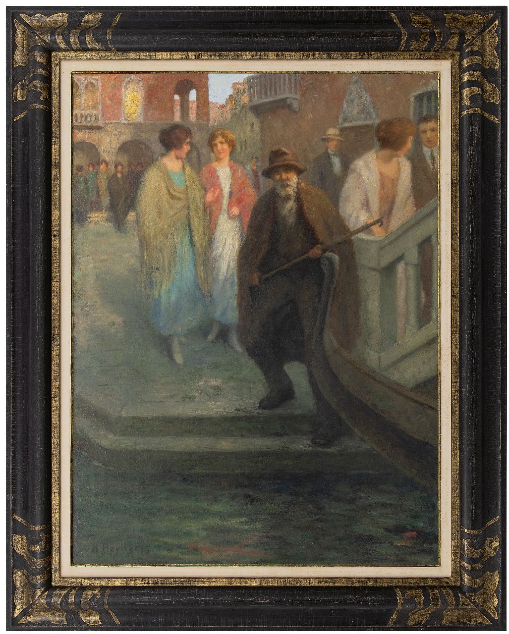 Heijligers H.  | Hendrik 'Henri' Heijligers | Schilderijen te koop aangeboden | Elegante jonge dames in Venetië, olieverf op doek 100,3 x 75,4 cm, gesigneerd linksonder